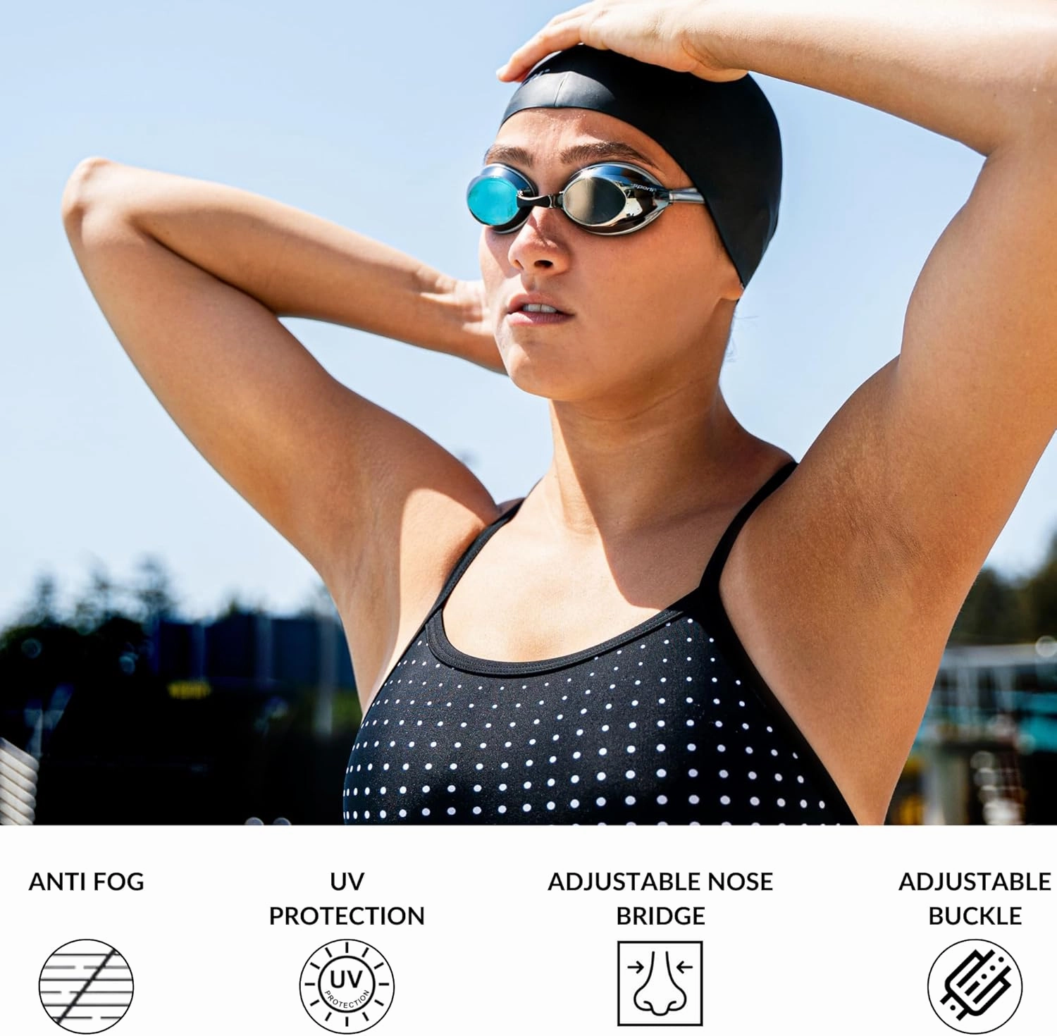 Sporti Unisex Adult Antifog S2/S3 Mirrored Goggle - Anti-fog lenses, Sleek Goggles For Swimming With Durable Construction
