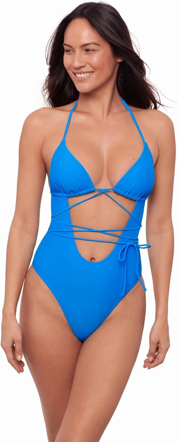Sports Illustrated Women's Cutout One Piece with Wrap Tie Detail