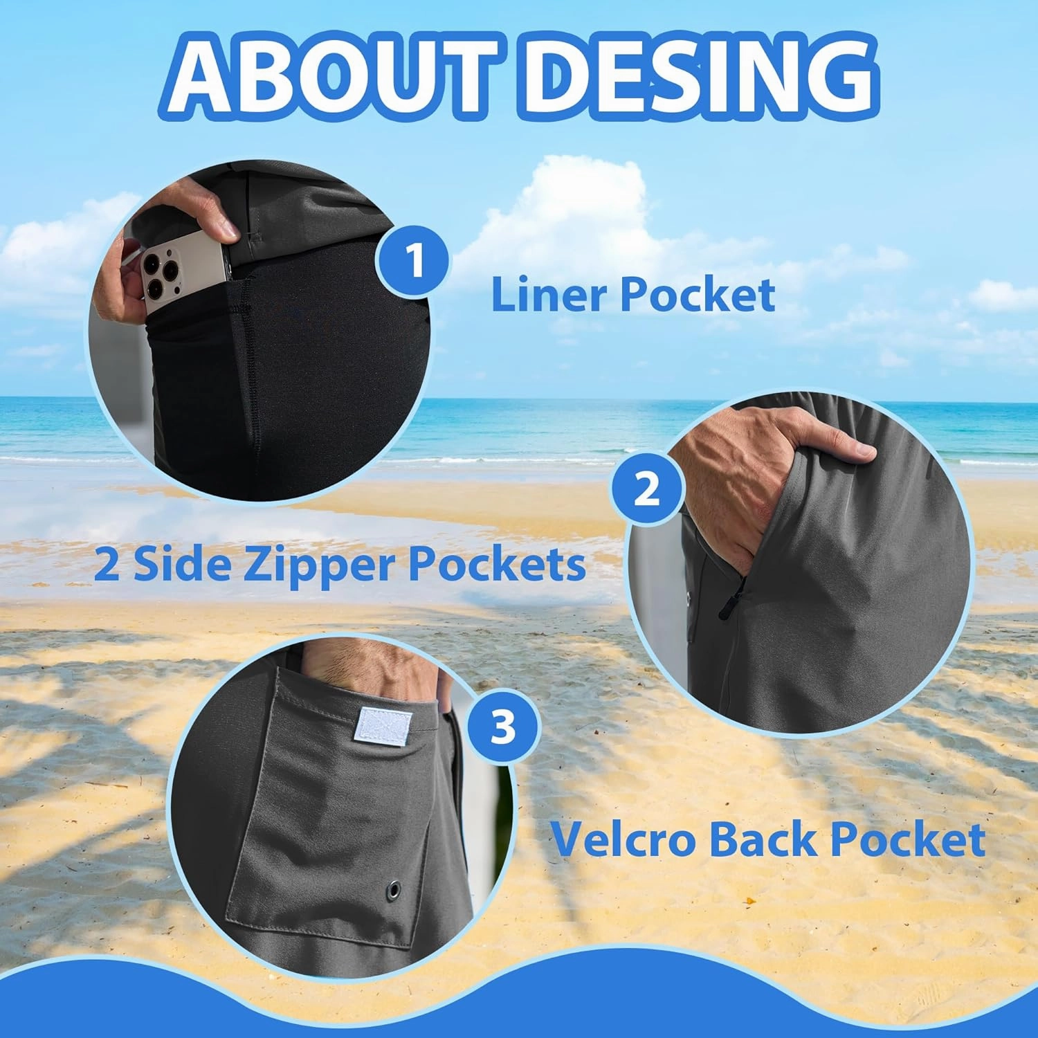 Srnede Mens Swim Trunks Swim Shorts Board Shorts Quick Dry Beach Shorts Swimwear Bathing Suits with Compression Line