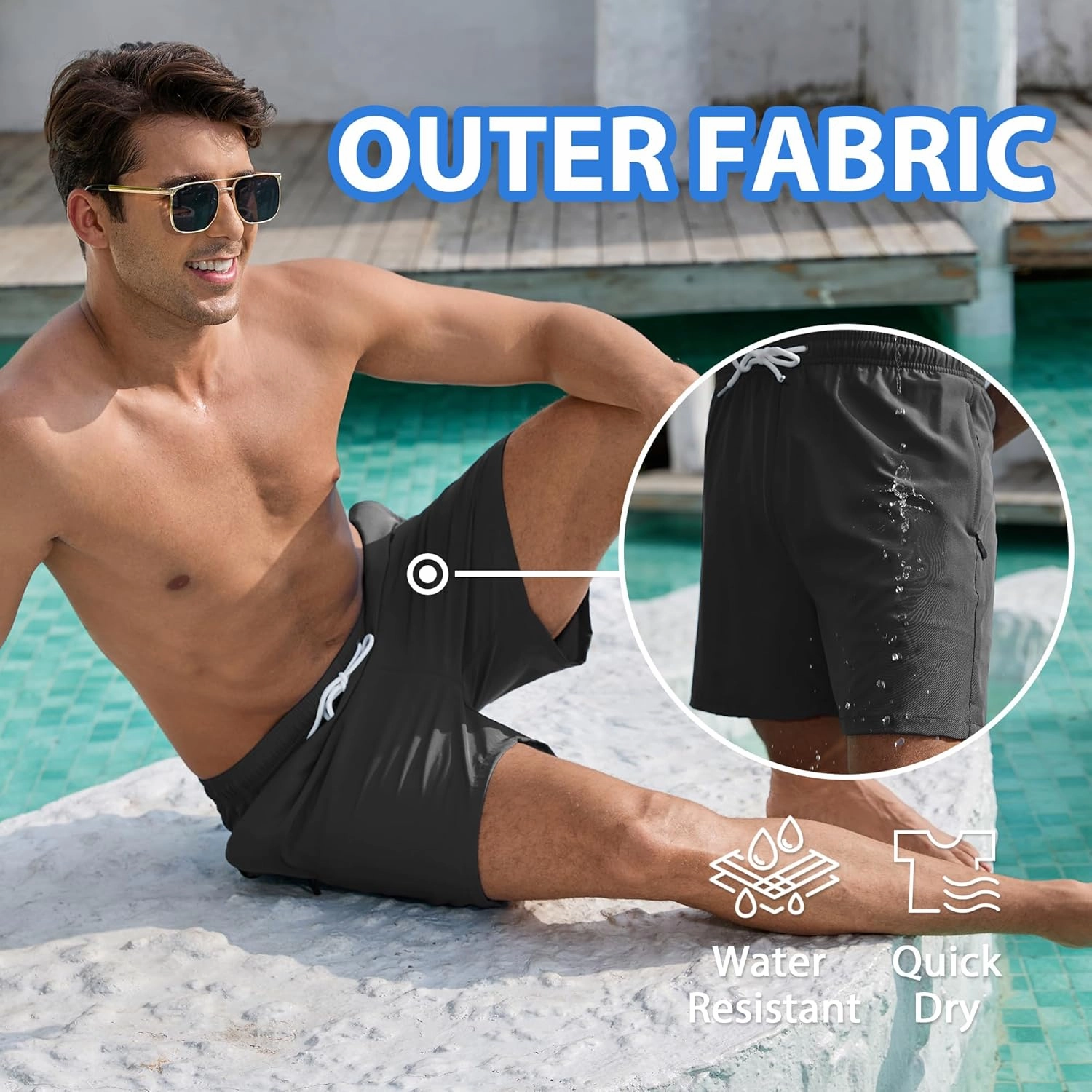 Srnede Mens Swim Trunks Swim Shorts Board Shorts Quick Dry Beach Shorts Swimwear Bathing Suits with Compression Line