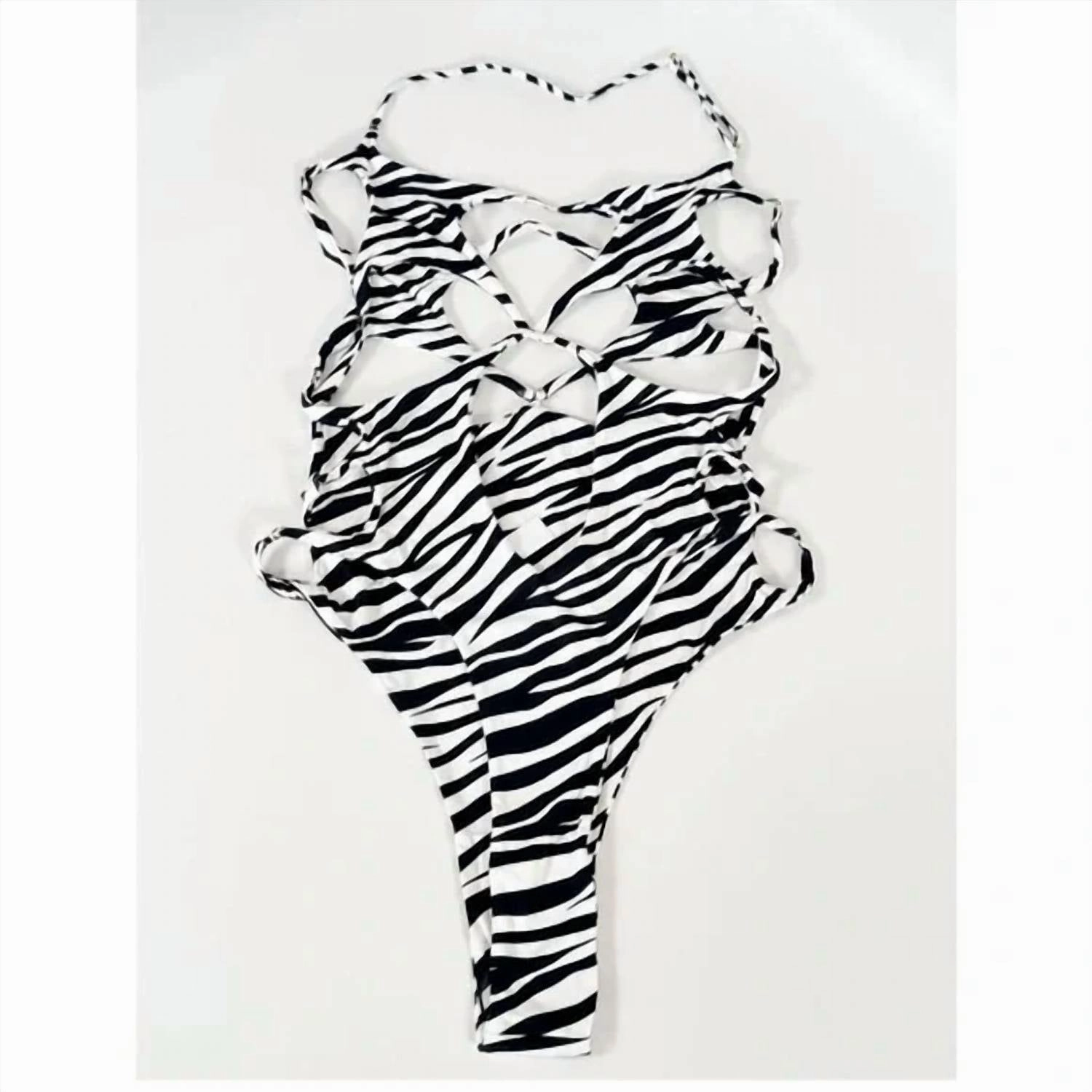 Starlight Cut-Out One-Piece Swimsuit In Animal Zebra Print