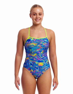 Stir Crazy Single Strap Swimsuit - Blue/Multi