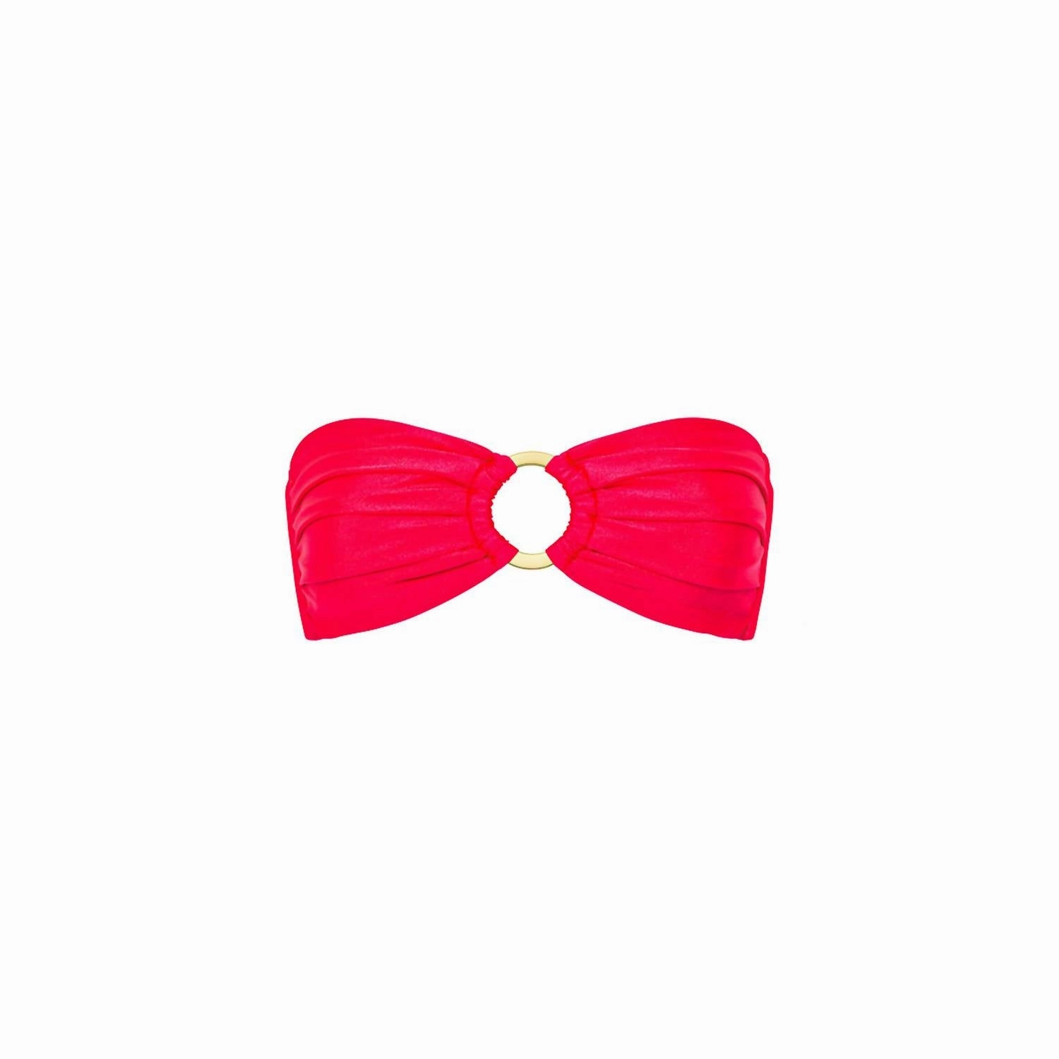 Strapless Bandeau Top In Neon Rose
