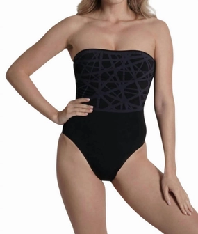 Strapless One Piece Swimsuit In Black