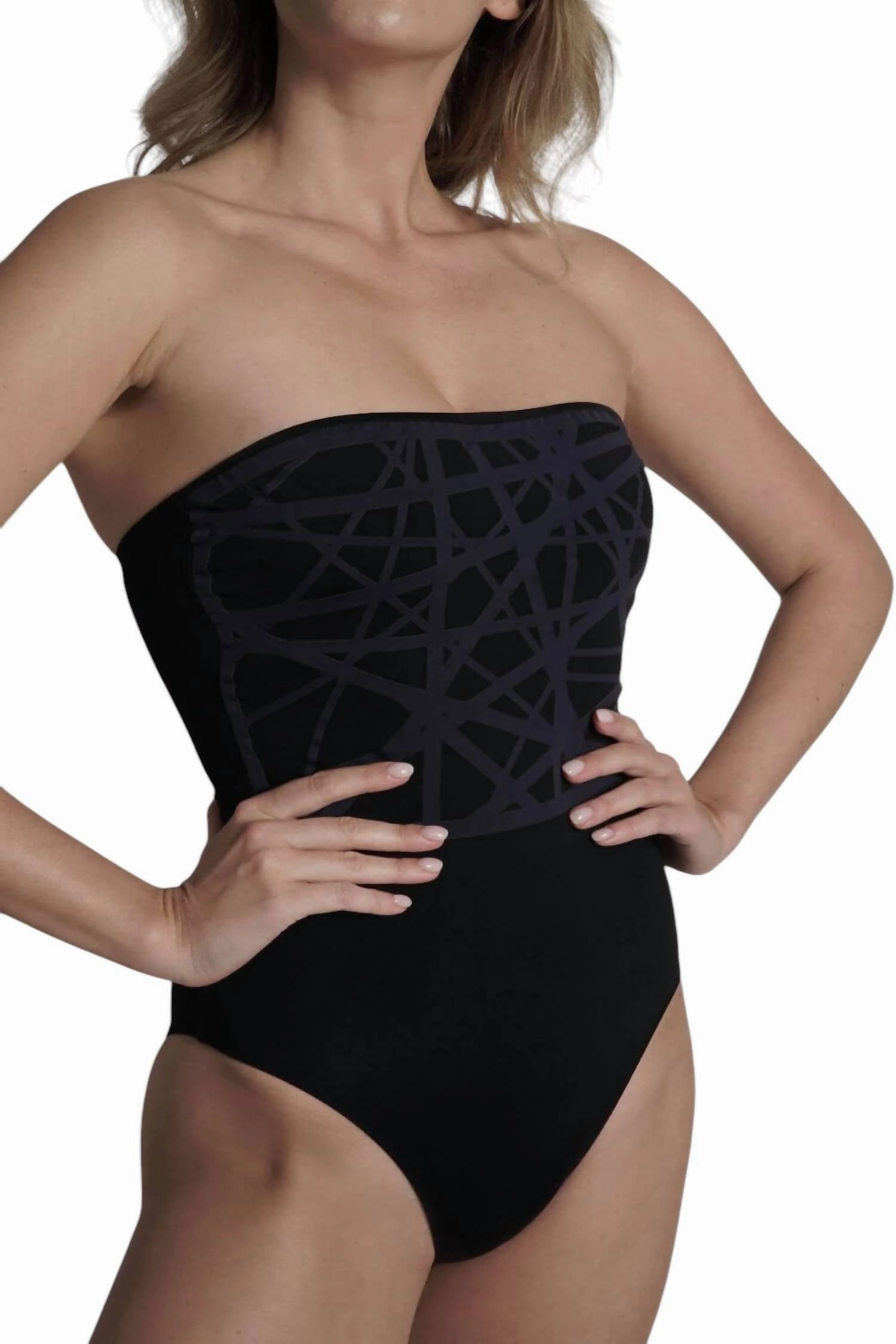 Strapless One Piece Swimsuit In Black