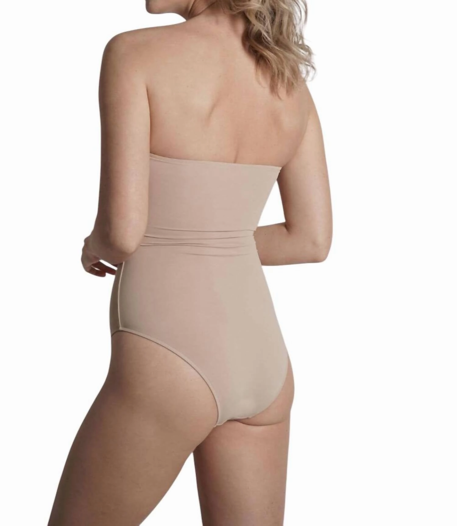 Strapless One Piece Swimsuit In Camel