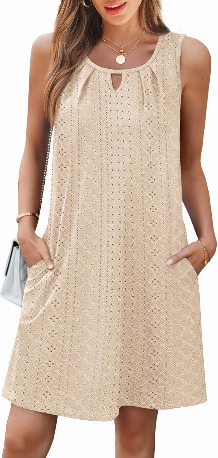 Summer Dresses for Women Sleeveless Beach Vacation Coverup with Pockets (S-2XL)