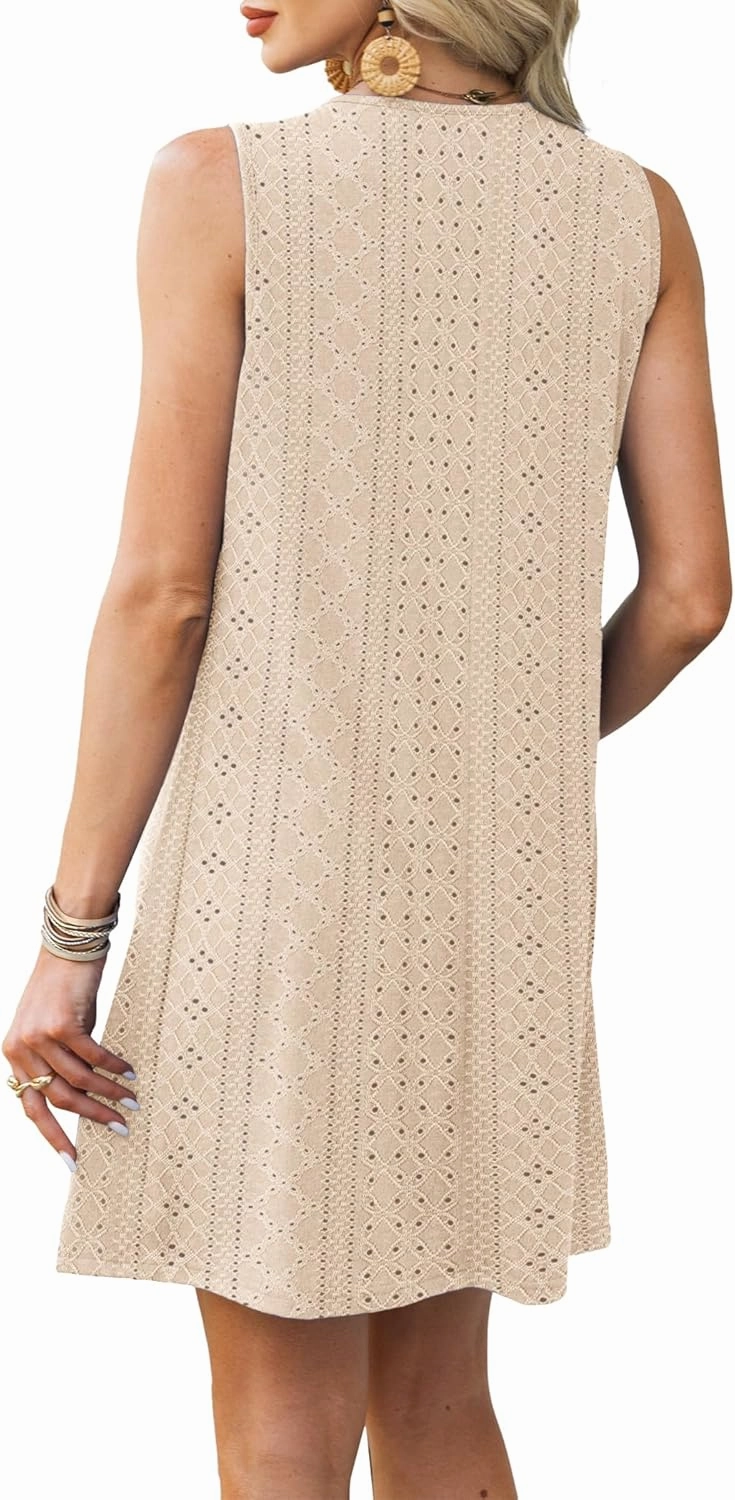 Summer Dresses for Women Sleeveless Beach Vacation Coverup with Pockets (S-2XL)