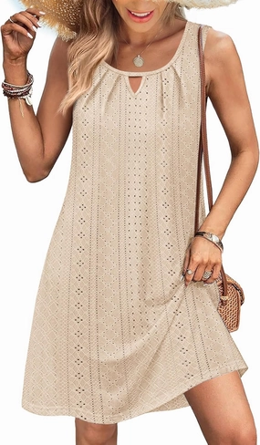 Summer Dresses for Women Sleeveless Beach Vacation Coverup with Pockets (S-2XL)