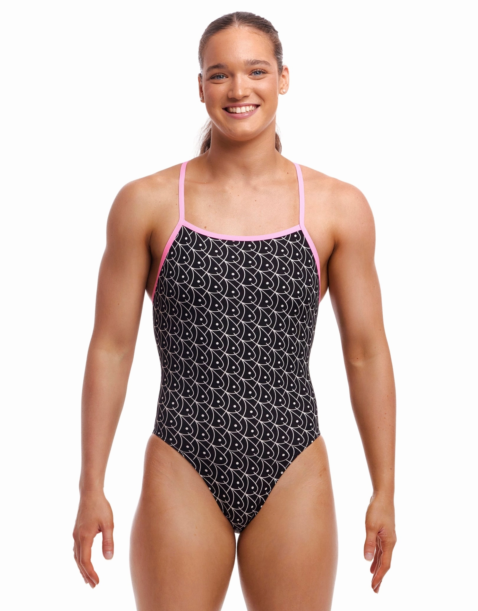 Summer Fish Tie Me Tight Swimsuit -Black/Pink