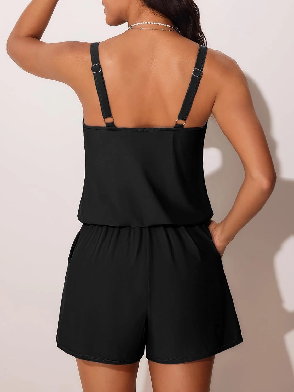 Summer Mae Swim Romper Women's One Piece Swimsuits with Pockets 2025 Blouson Modest Bathing Suits