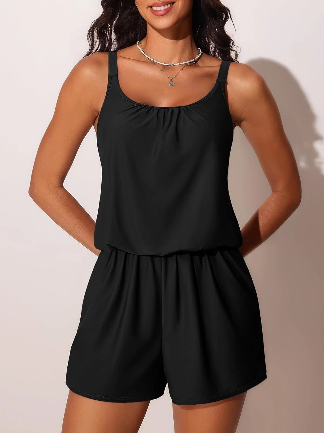 Summer Mae Swim Romper Women's One Piece Swimsuits with Pockets 2025 Blouson Modest Bathing Suits