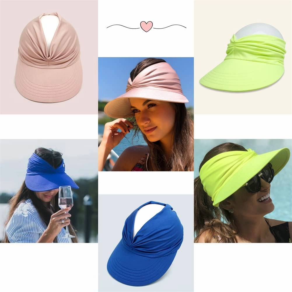 Sun Hat Women Sun Beach Visor Cap UV Protection with Wide Brim for Sports Beach Golf Hiking