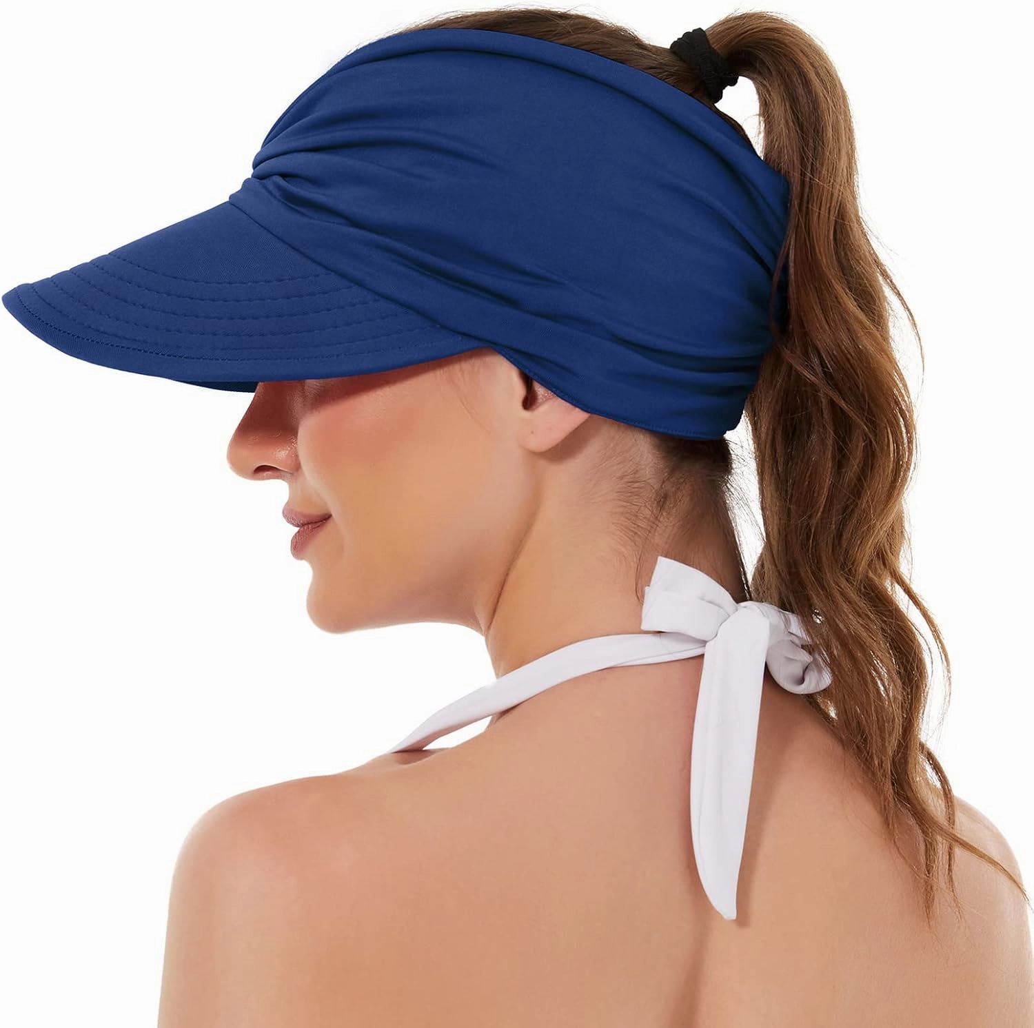 Sun Hats for Women UV Protection Sun Visor Wide Brim Summer Hats with Ponytail