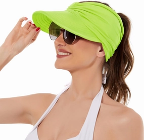 Sun Hats for Women UV Protection Sun Visor Wide Brim Summer Hats with Ponytail