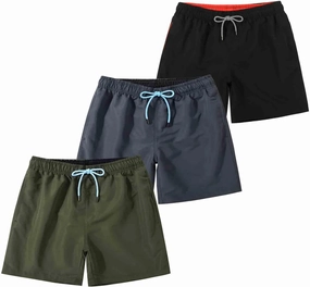 SUNDAY ROSE 3 Pack Mens Swim Trunks with Mesh Lining Quick Dry Swim Shorts Bathing Suit for Men