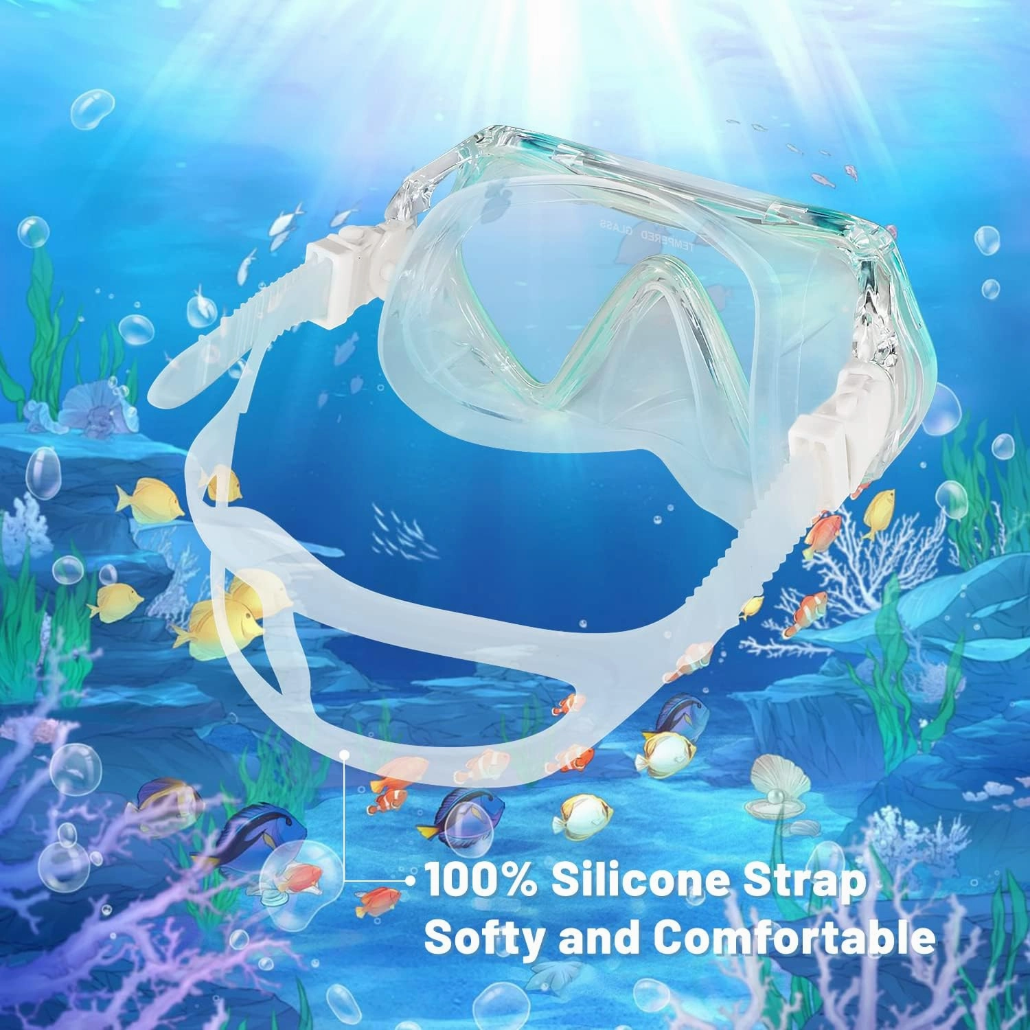 Supertrip Snorkel Mask Adult Swimming Goggles with Nose Cover for Men Women Youth, 180Clear View Scuba Swim Mask