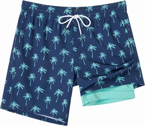 SURF CUZ Mens Swim Trunks with Compression Liner Quick Dry Swim Shorts 7" Swimming Trunks Stretch Bathing Suit 7 Inch