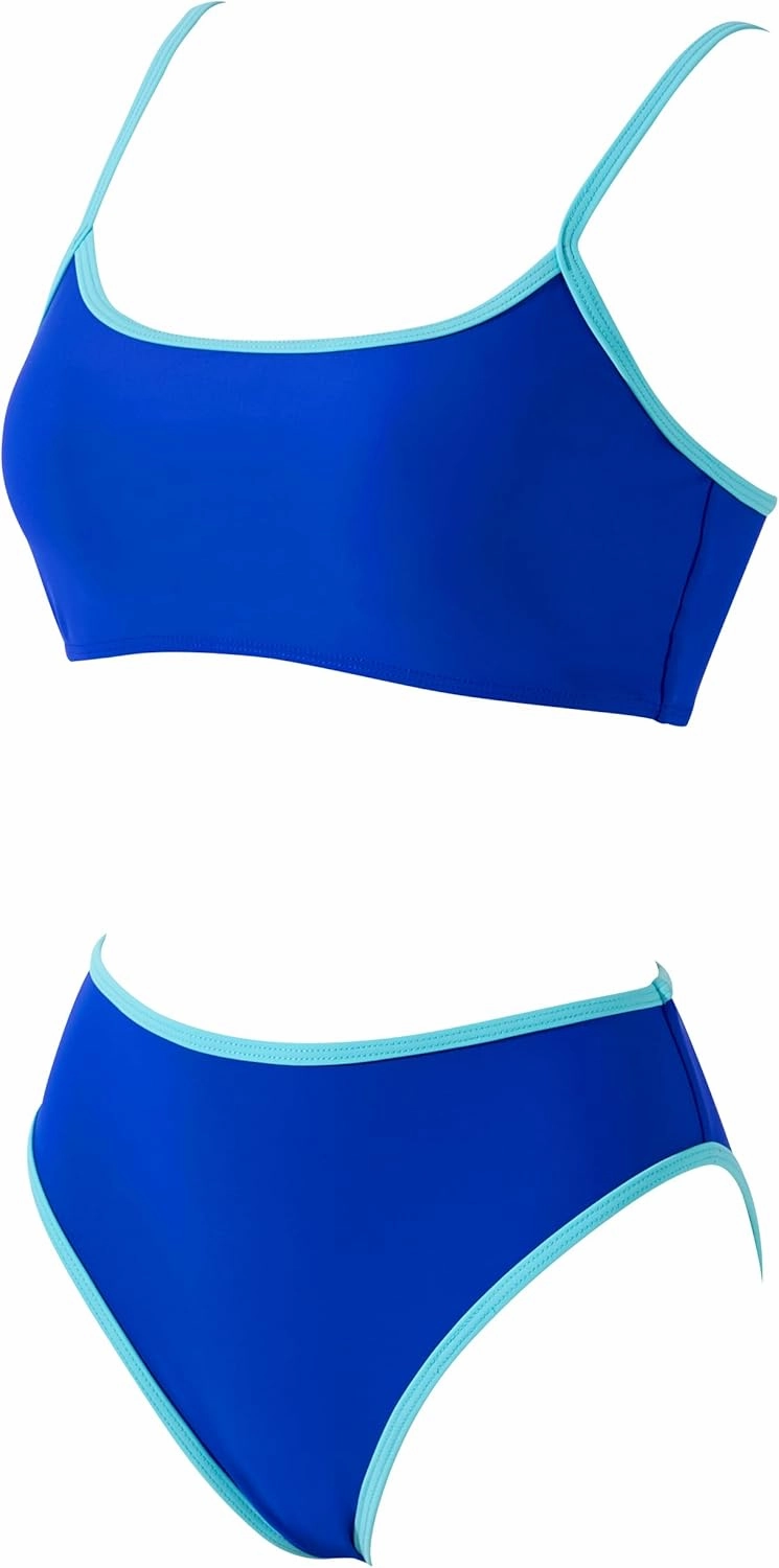 SUUKSESS Women High Waisted 2 Piece Bikini Set Cheeky High Cut Bandeau Swimsuit