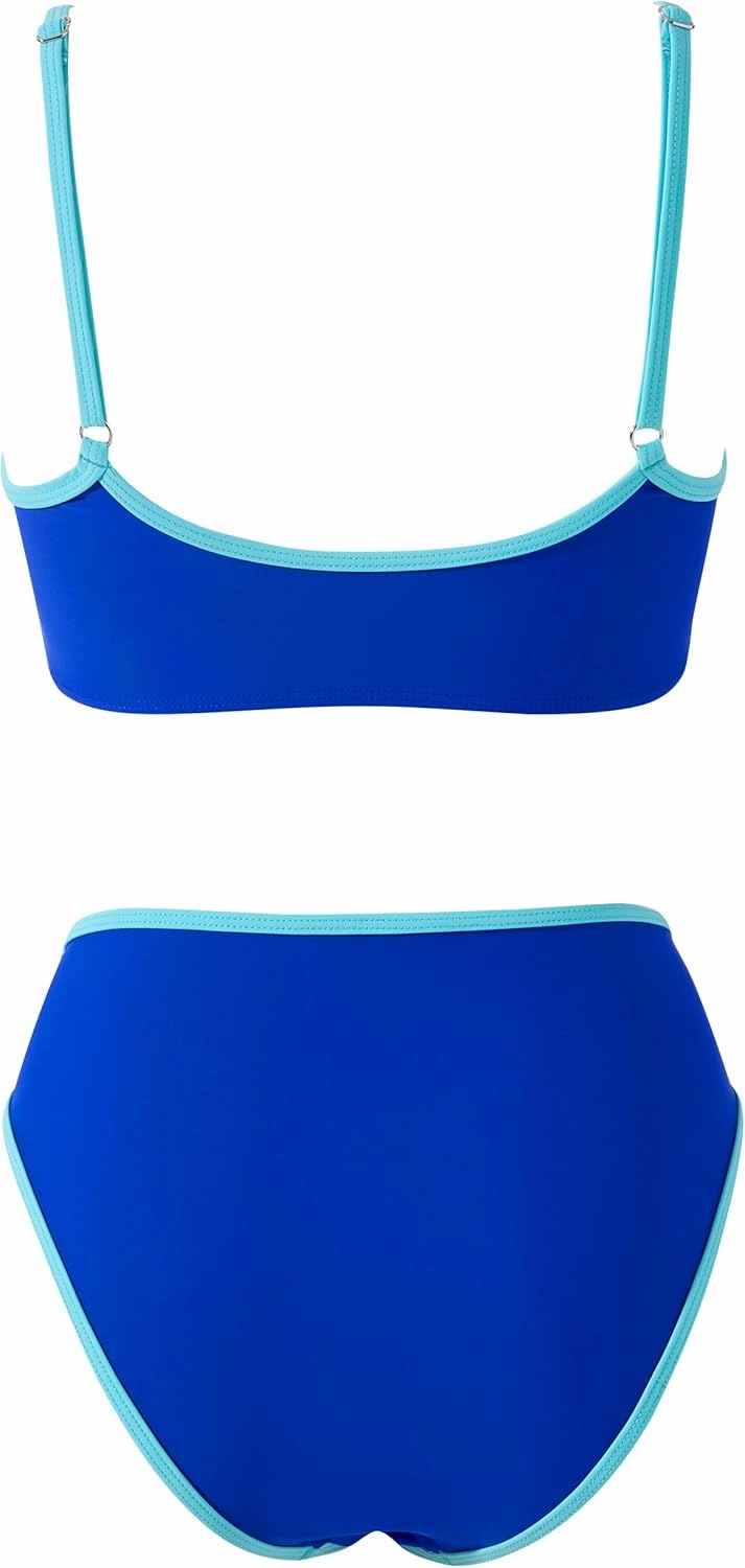 SUUKSESS Women High Waisted 2 Piece Bikini Set Cheeky High Cut Bandeau Swimsuit