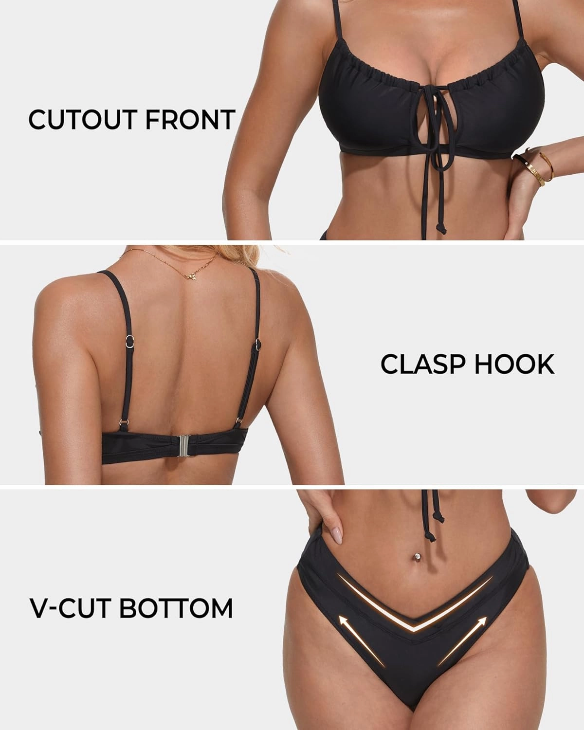SUUKSESS Women High Waisted String Bikini Sets Sexy Two Piece Cutout Swimsuits