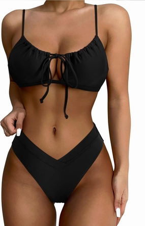 SUUKSESS Women High Waisted String Bikini Sets Sexy Two Piece Cutout Swimsuits