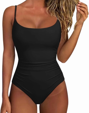 SUUKSESS Women One Piece Tummy Control Swimsuit Crisscross Backless Bathing Suit
