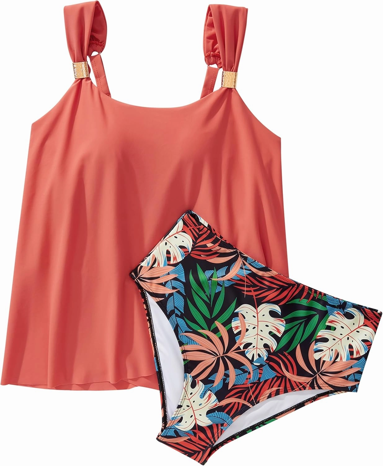 SUUKSESS Women Ruffle High Waisted Tankini Swimsuit Tummy Control Bathing Suit