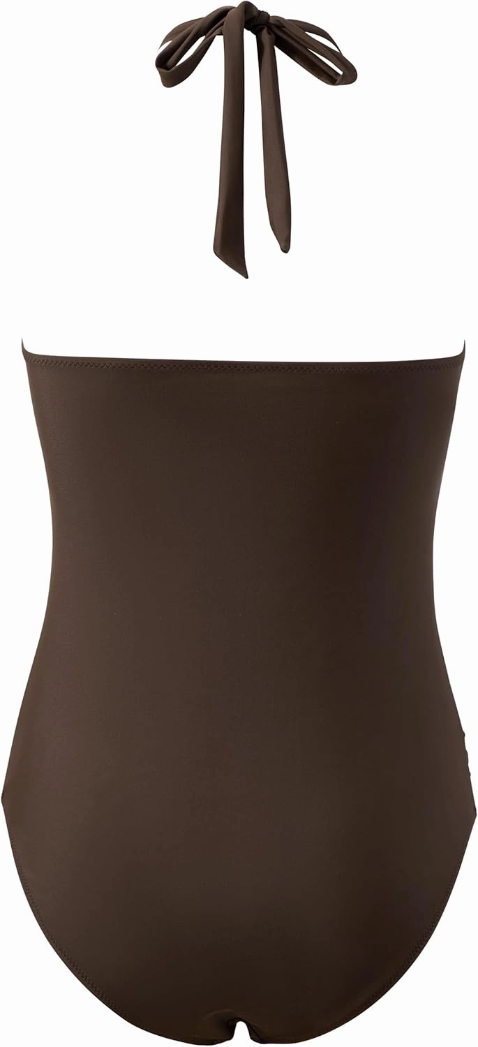 SUUKSESS Women Sexy Halter One Piece Swimsuits Ruffle Tummy Control Bathing Suit