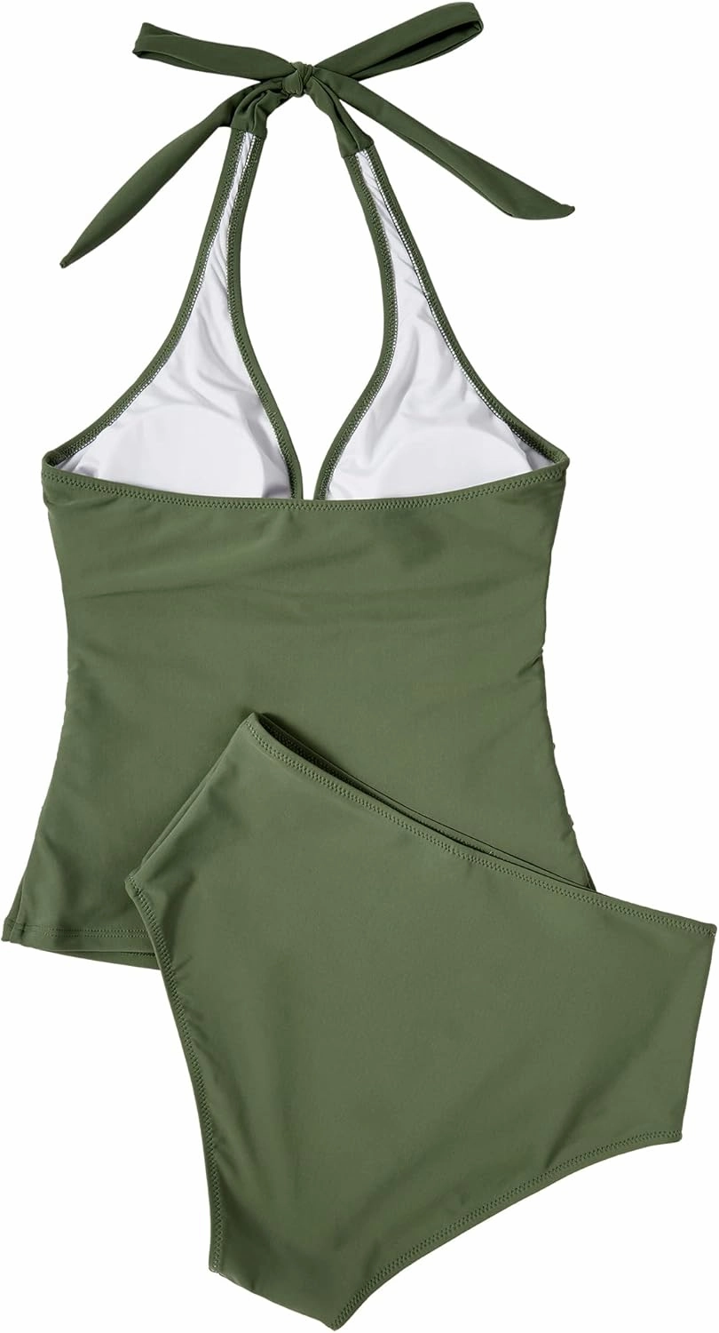 SUUKSESS Women Sexy Halter Tankini Bathing Suit Slimming Tummy Control Swimsuit