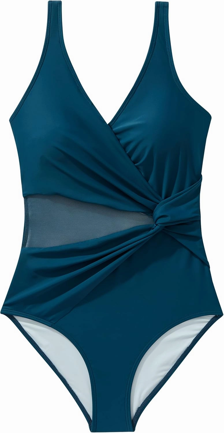 SUUKSESS Women Sexy Mesh Tummy Control One Piece Swimsuit Push Up Bathing Suit