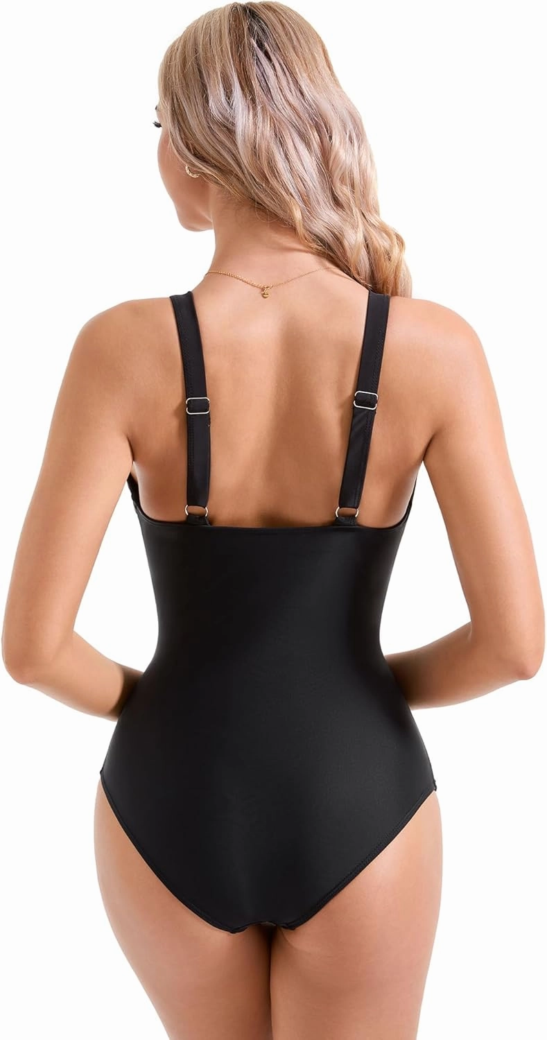SUUKSESS Women Sexy Mesh Tummy Control Swimsuit Push Up High Waisted Bathing Suit