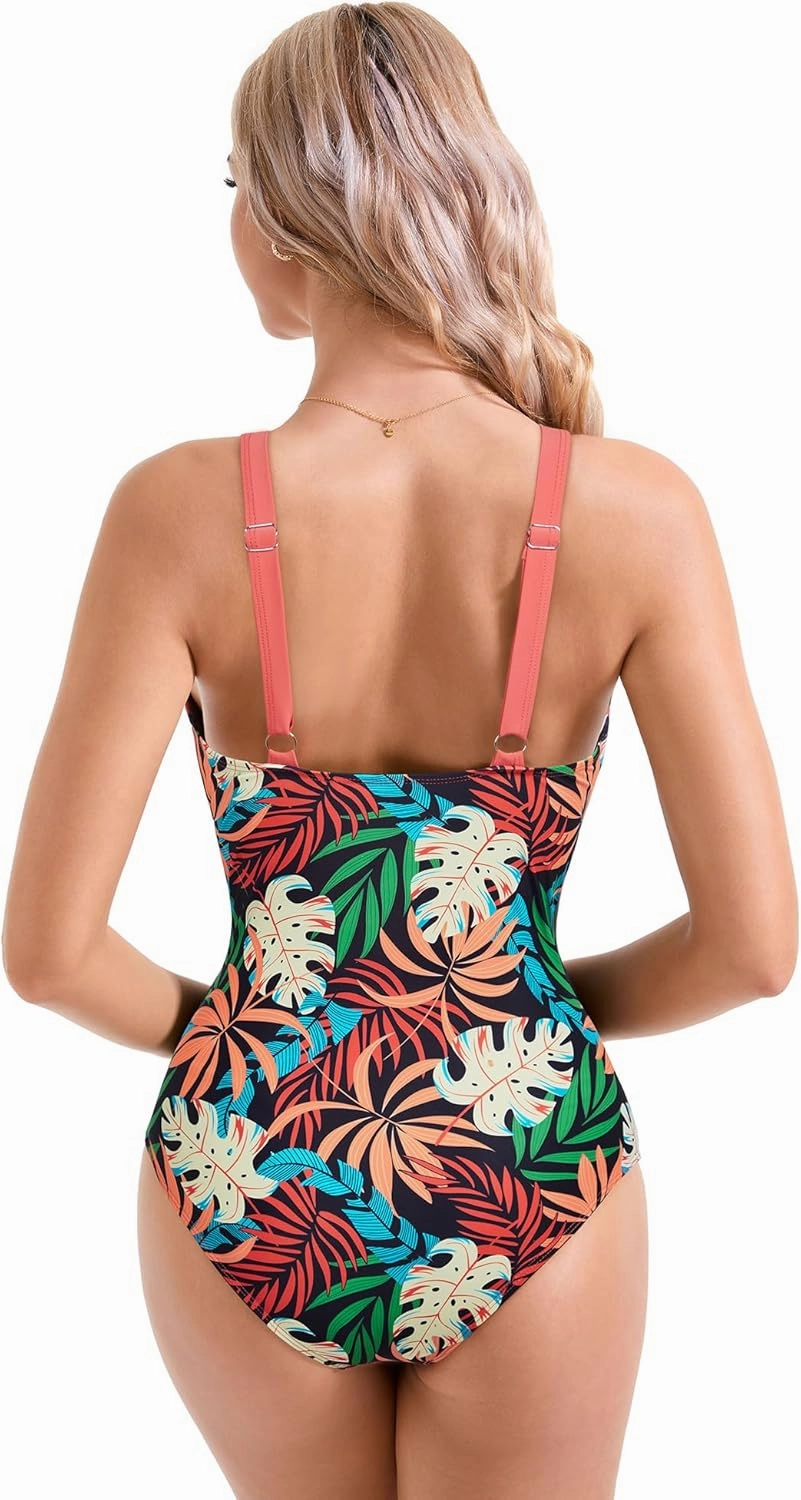 SUUKSESS Women Sexy Mesh Tummy Control Swimsuit Push Up High Waisted Bathing Suit