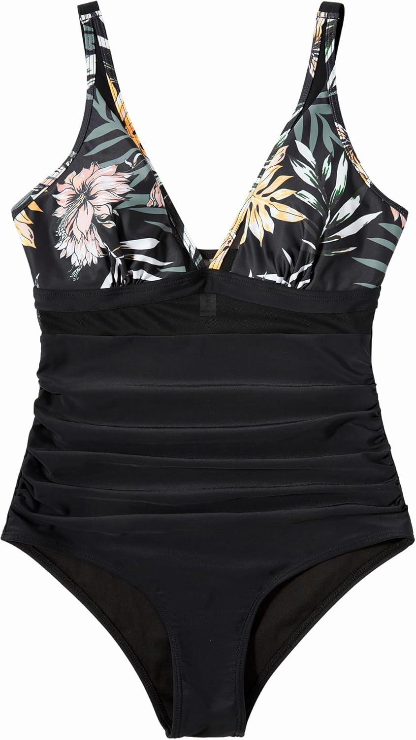 SUUKSESS Women Sexy Mesh Tummy Control Swimsuit Push Up High Waisted Bathing Suit