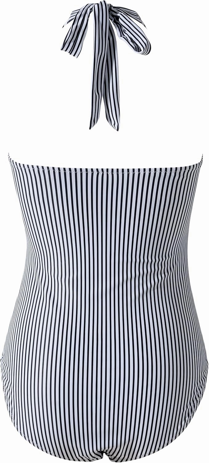 SUUKSESS Women Sexy Tummy Control One Piece Swimsuits Halter Push Up Bathing Suits