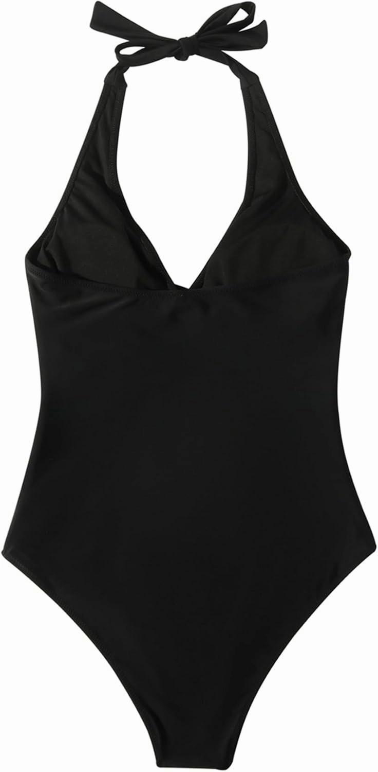 SUUKSESS Women Sexy Tummy Control One Piece Swimsuits Halter Push Up Bathing Suits