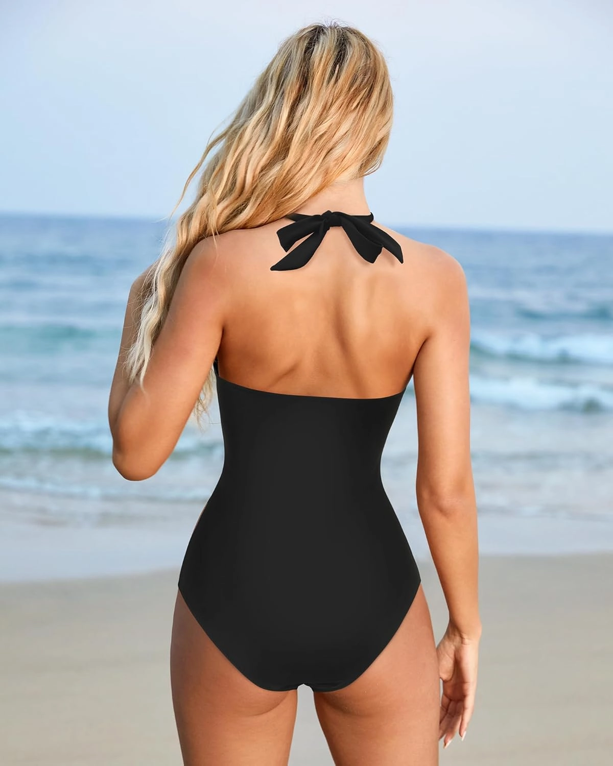 SUUKSESS Women Sexy Tummy Control One Piece Swimsuits Halter Push Up Bathing Suits