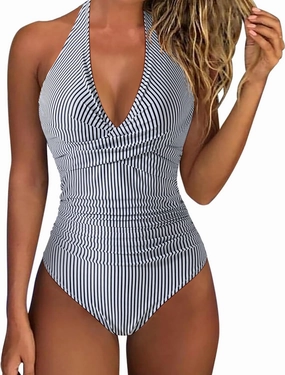 SUUKSESS Women Sexy Tummy Control One Piece Swimsuits Halter Push Up Bathing Suits