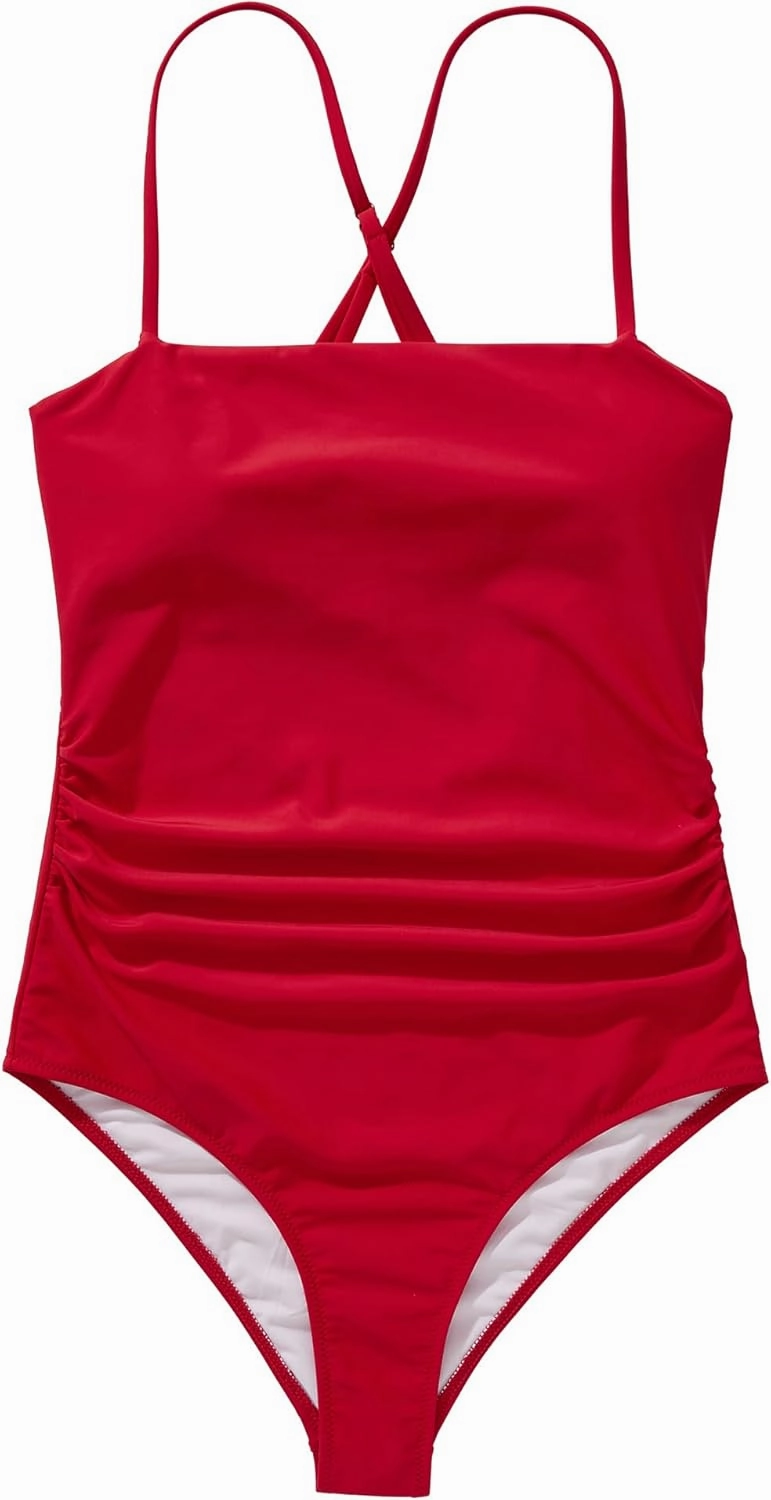 SUUKSESS Women Sexy Tummy Control One Piece Swimsuits Square Neck Bathing Suits