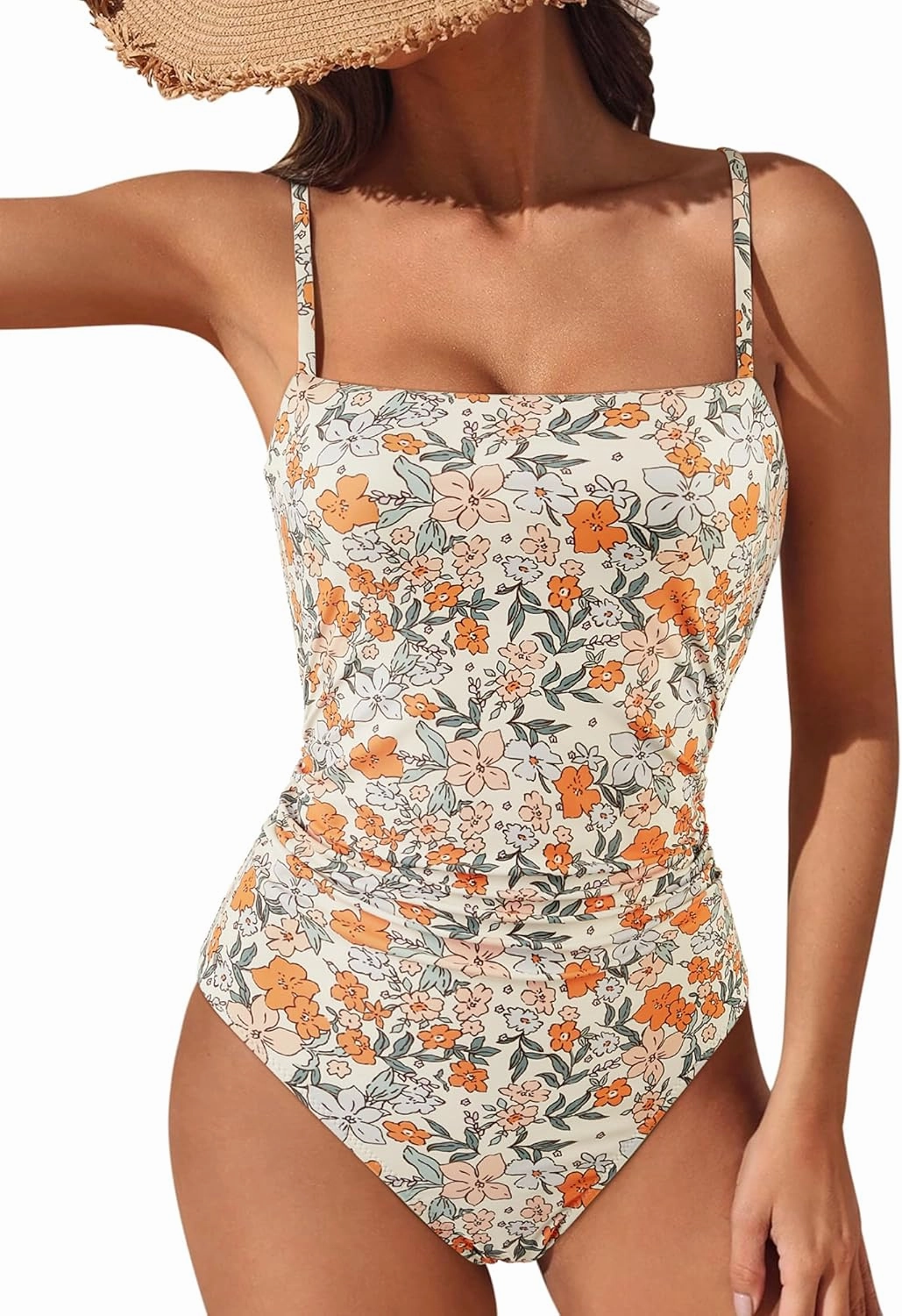 SUUKSESS Women Sexy Tummy Control One Piece Swimsuits Square Neck Bathing Suits