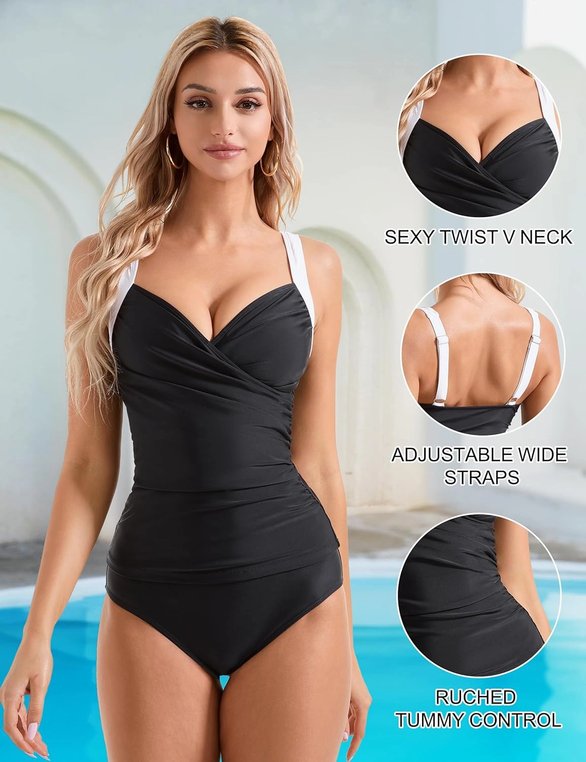 SUUKSESS Women Sexy Twist Push Up Tankini Swimsuit Tummy Control Bathing Suits