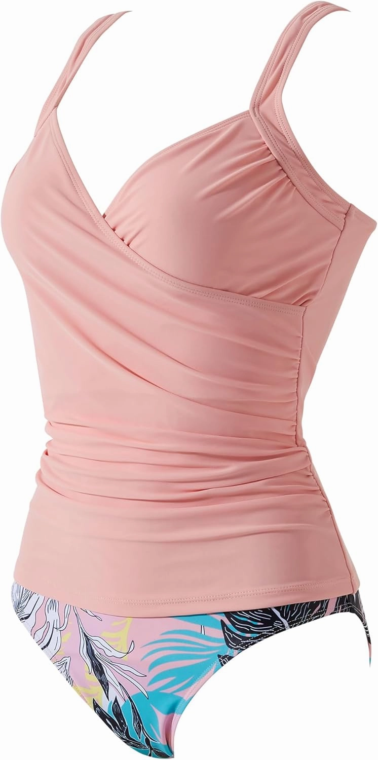 SUUKSESS Women Sexy Twist Push Up Tankini Swimsuit Tummy Control Bathing Suits