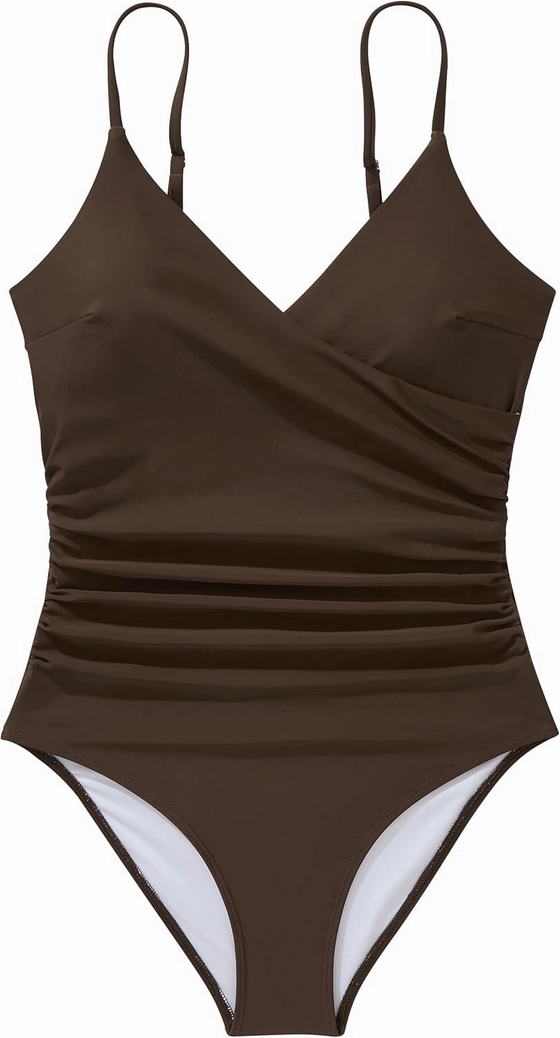 SUUKSESS Women Sexy Wrap Push Up One Piece Swimsuit Tummy Control Bathing Suit