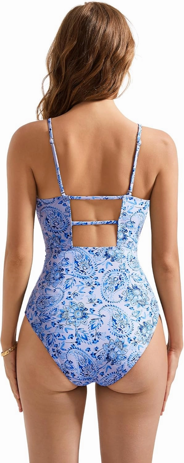 SUUKSESS Women Sexy Wrap Push Up One Piece Swimsuit Tummy Control Bathing Suit