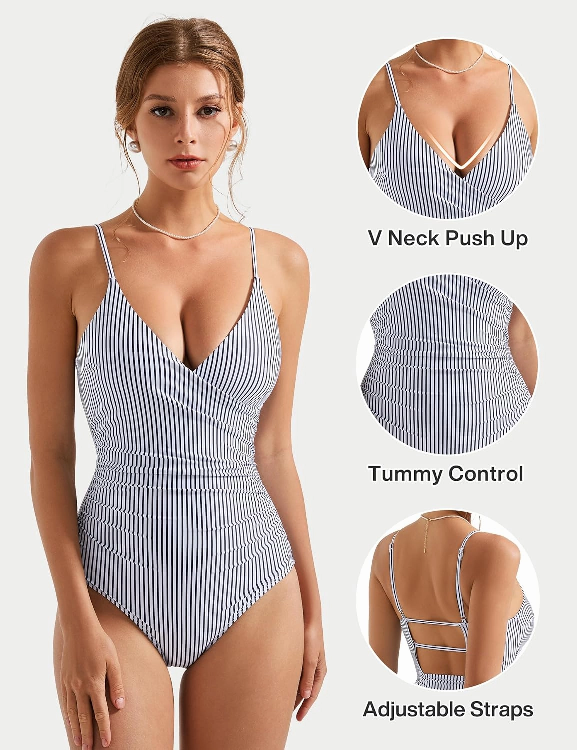 SUUKSESS Women Sexy Wrap Push Up One Piece Swimsuit Tummy Control Bathing Suit