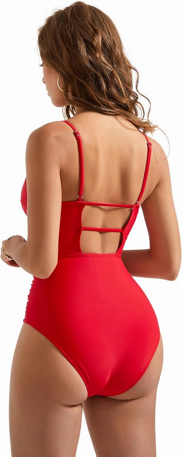 SUUKSESS Women Sexy Wrap Push Up One Piece Swimsuit Tummy Control Bathing Suit