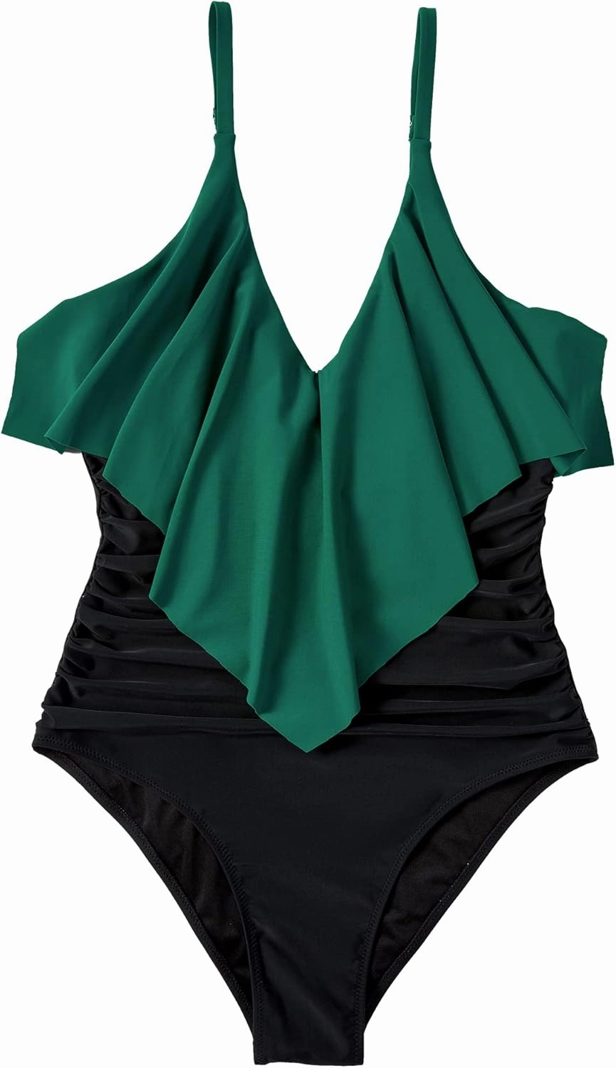 SUUKSESS Women Slimming Ruffle One Piece Swimsuits Ruched Tummy Control Bathing Suits