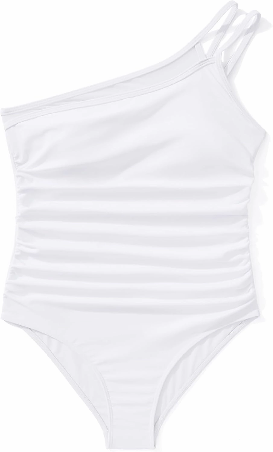 SUUKSESS Women Tummy Control One Piece Swimsuit Mesh One Shoulder Bathing Suit