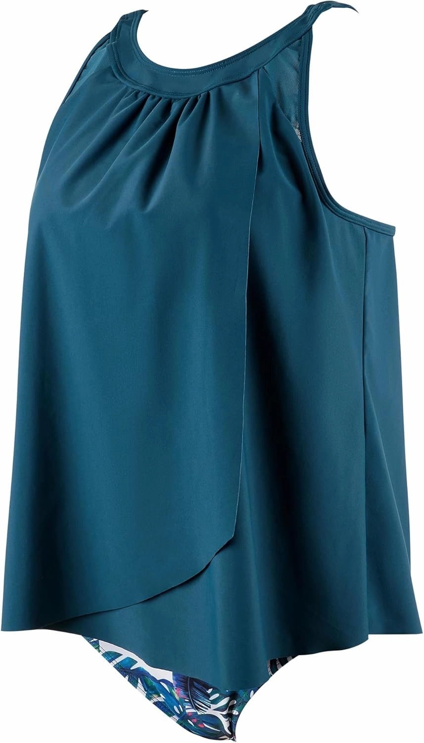 SUUKSESS Women Tummy Control Tankini Bathing Suit Ruffle High Waisted Swimsuit
