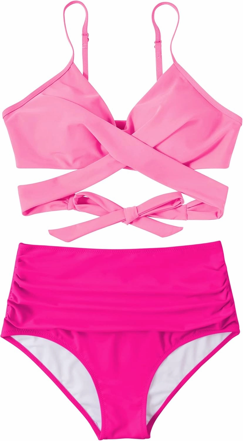 SUUKSESS Women Wrap Bikini Set Push Up High Waisted 2 Piece Swimsuits